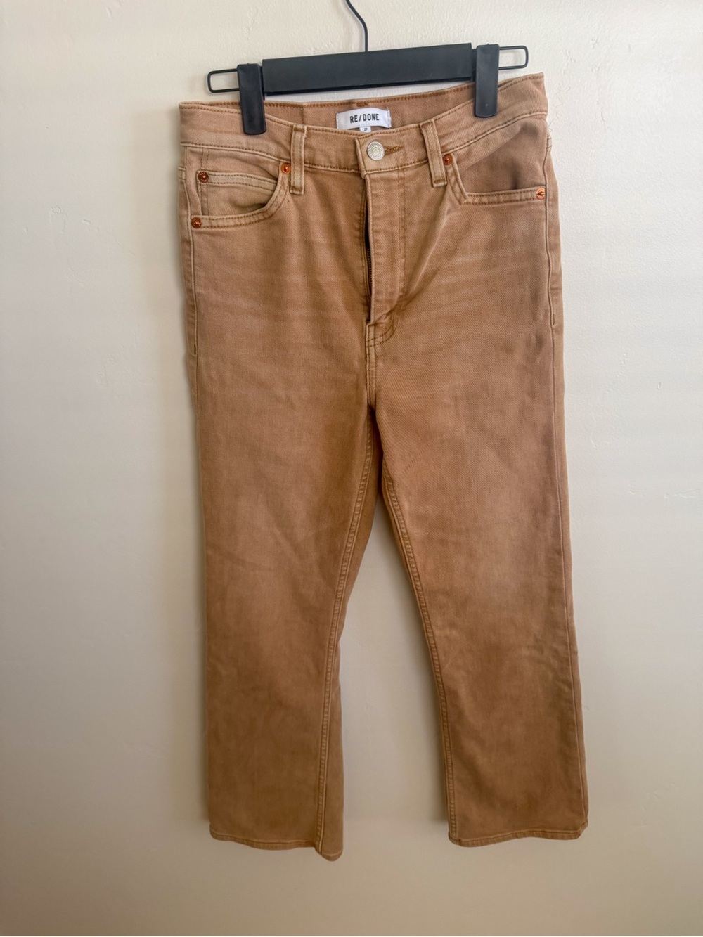 Re/Done Brown Straight-Leg Ankle High rise Tan jeans